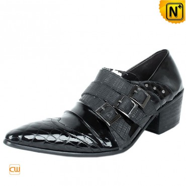 Black Buckle Leather Dress Shoes CW760109 shoes.cwmalls.com