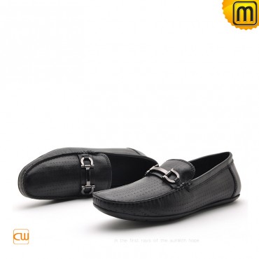 Mens Black Leather Driving Loafers -m.cwmalls.com